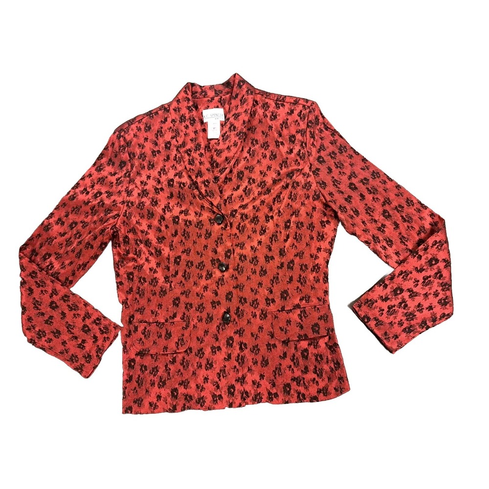 Vtg  Y2K 90s Red Business Professionals Suit Top Jacket‎ K C Spencer Sz 12